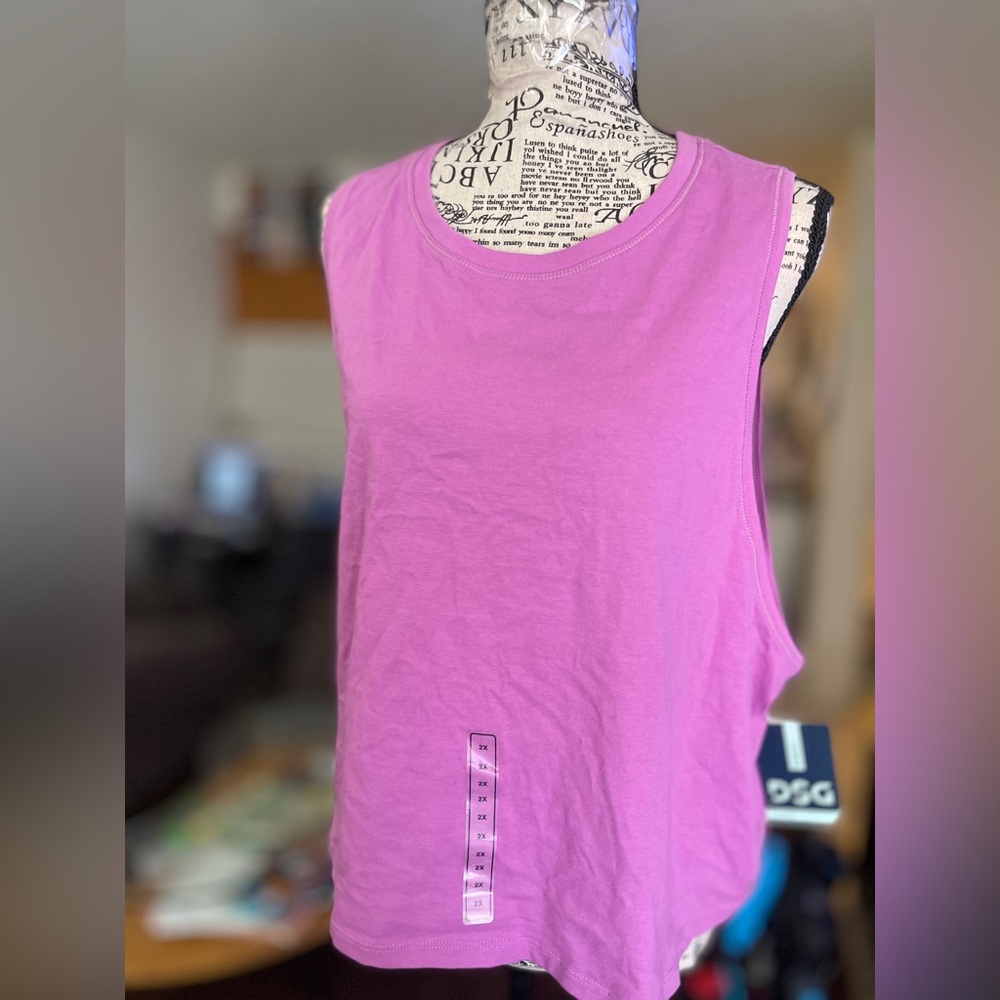 DSG Women’s Cotton Cropped Muscle Pink Tank Top - Picture 2 of 6